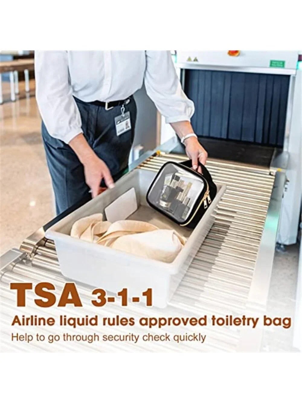 TSA Approved Toiletry Bag 3 Pack Clear Makeup Bags with Handles Quart Size